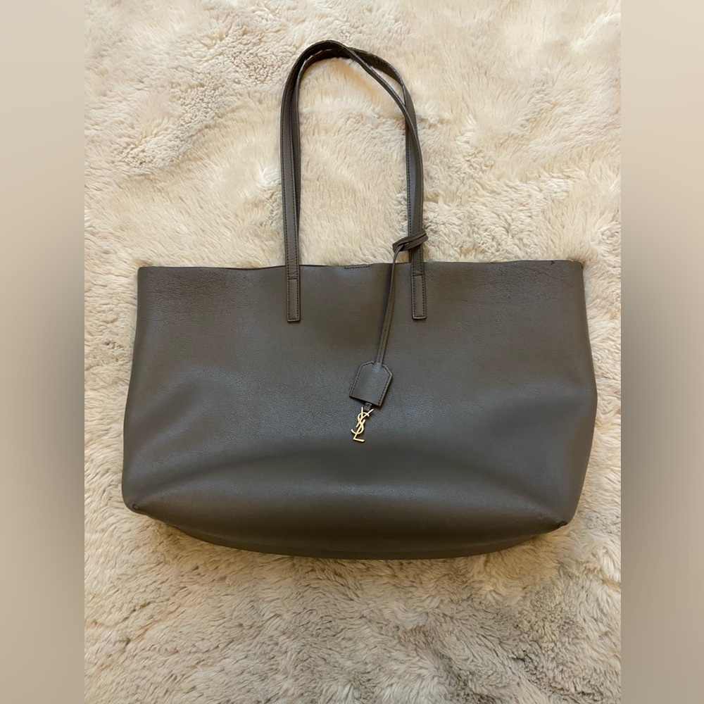 Saint Laurent Grey Shopping Leather Tote